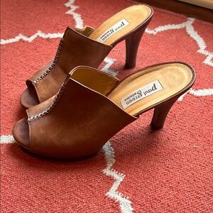 Paul Green Brown Mules with Tapered Heels